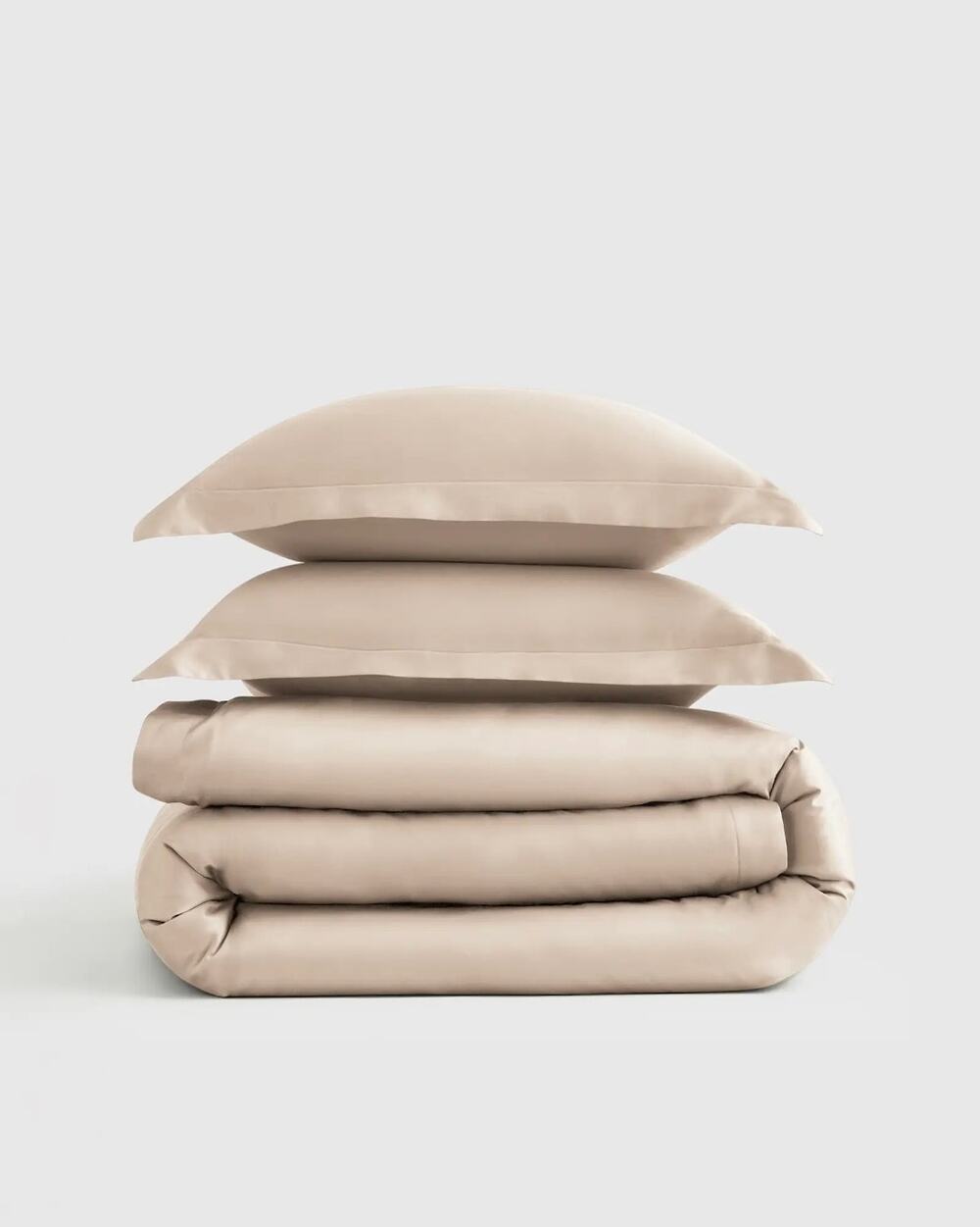 New Quince Signature Giza Cotton Sateen Duvet Cover 3Pc Set King Cal King Sand